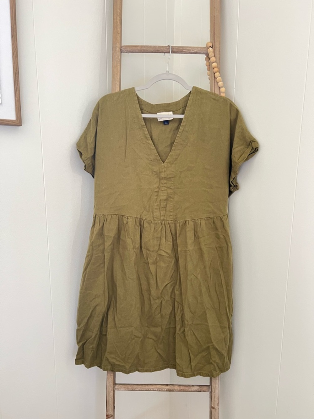 Universal Thread Olive Green V-Neck Midi Dress